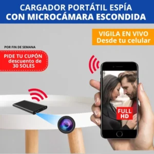 Cámara Cargador Portátil ESPÍA en Full HD Inalámbrica/ WIFI
